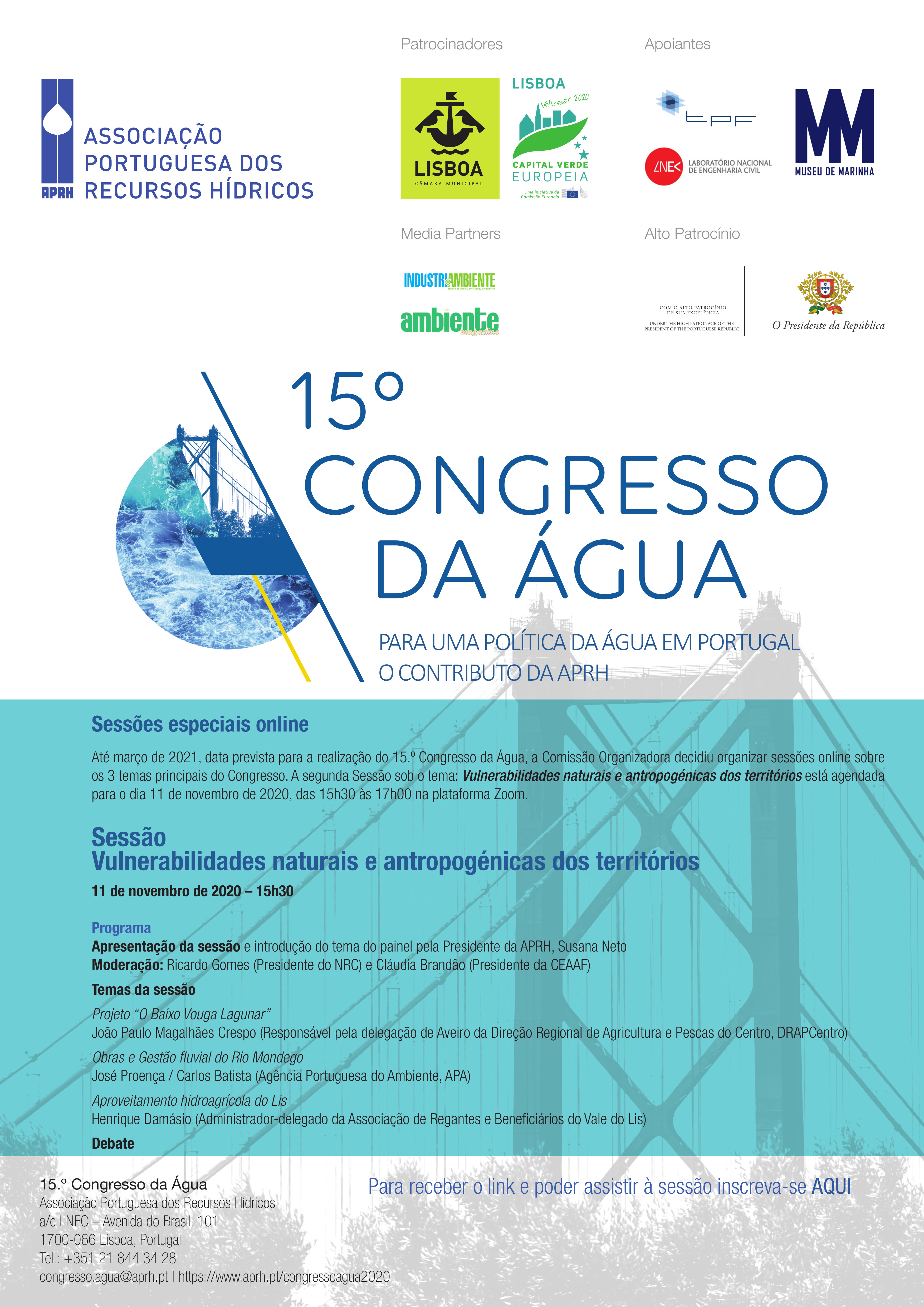15.º Congresso da Água - Sessões especiais online